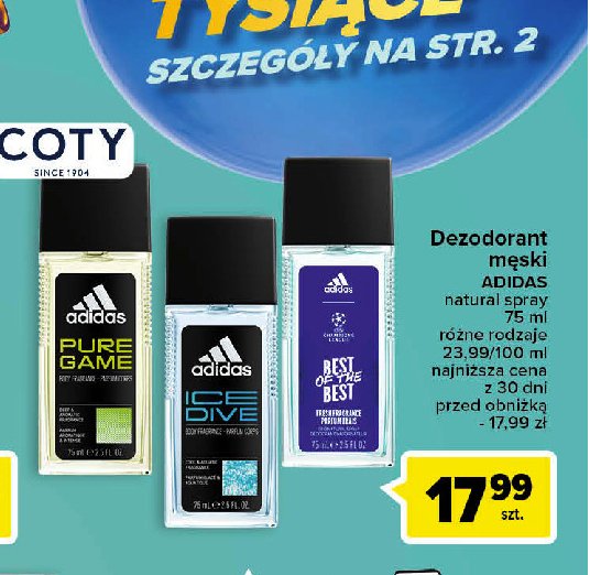 Dezodorant Adidas men champions league best of the best promocja