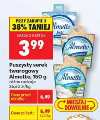 Puszysty serek twarogowy 150 g, różne rodzaje promocja w Biedronka