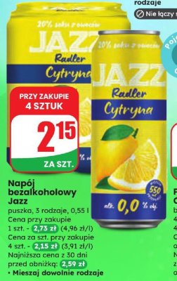 Napój bezalkoholowy Jazz cytryna puszka 3 rodzaje 0,55 l promocja w Dino