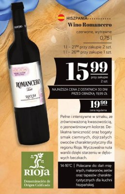 Wino Romancero czerwone, wytrawne promocja w POLOmarket