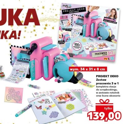 PROJEKT DEKO Zestaw pracownia 3 w 1 kompletna stacja do scrapbookingu, w zestawie wałek, dziurkacz oraz liczne akcesoria promocja w Kaufland