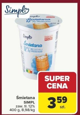 Śmietana SIMPLY promocja w Carrefour