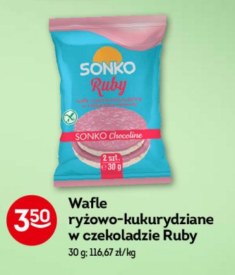 Wafle ryżowo-kukurydziane w czekoladzie różowej ruby Sonko promocja