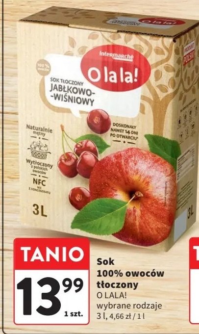 Sok jabłkowo-wiśniowy O la la! promocja