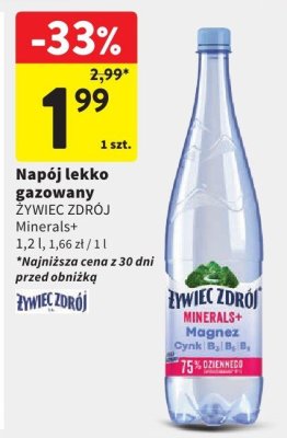 Napój lekko gazowany Żywiec Zdrój Minerals+ promocja w Intermarche