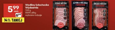 Wędliny Szlachecka Wędzarnia - Schab Wiejski, Szynka Wiejska, Boczek Wiejski promocja w Delikatesy Centrum