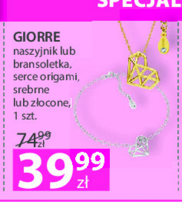 Bransoletka serce origami srebrne Giorre promocja