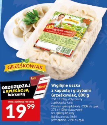 Wigilijne ueczka z kapustą i grzybami Grzeskowiak, 800 g promocja w Twój Market