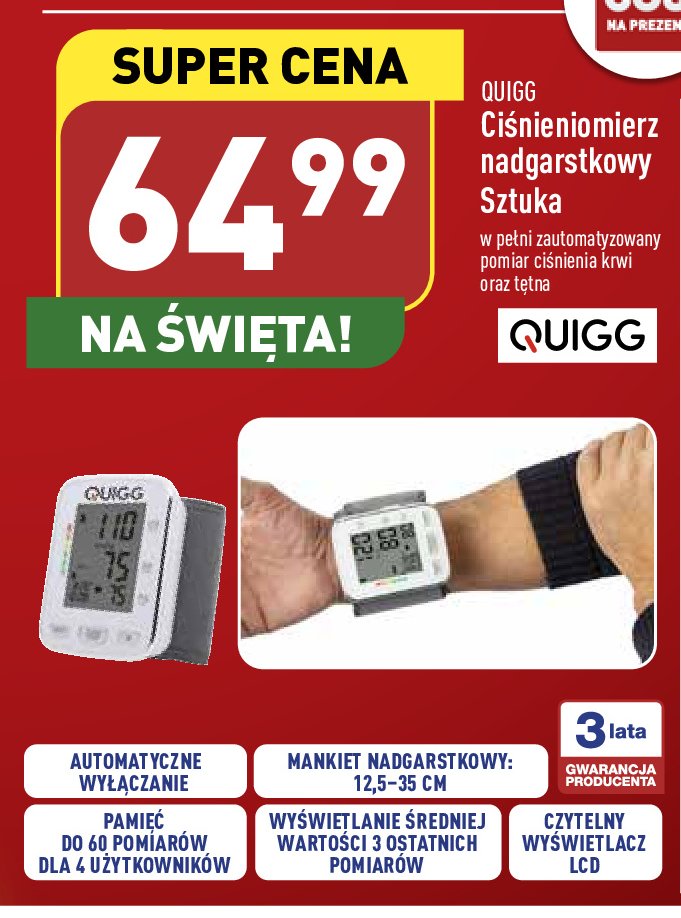 Ciśnieniomierz nadgarstkowy Quigg promocja