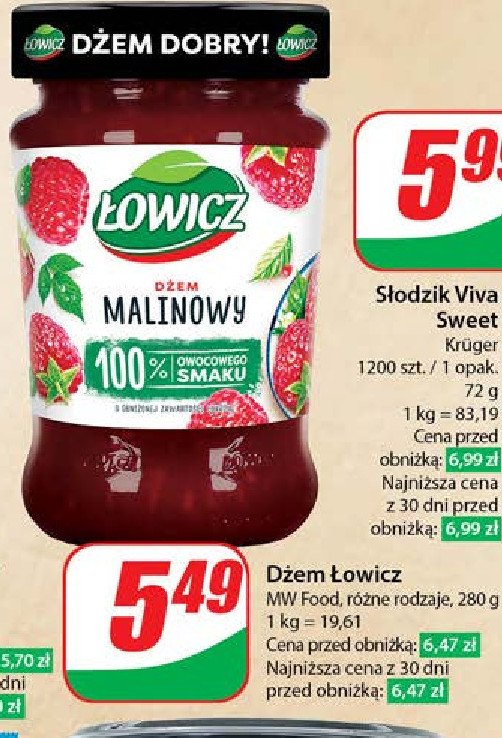 Dżem malinowy Łowicz promocja w Dino