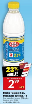 Mleko Polskie 2,0% Mlekovita butelka, 1 l promocja w Twój Market