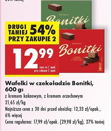 Wafelki z kremem orzechowym Bonitki promocja w Biedronka