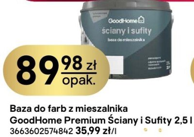 Baza do farb z mieszalnika GoodHome Premium Ściany i Sufity 2,5 l promocja w Castorama