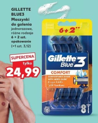 Maszynki do golenia GILLETTE BLUE3 jednorazowe, różne rodzaje 6 + 2 szt. opakowanie (=1 szt. 3,12) promocja w Kaufland