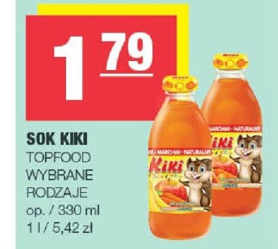 Sok Kiki Topfood wybrane rodzaje promocja w SPAR