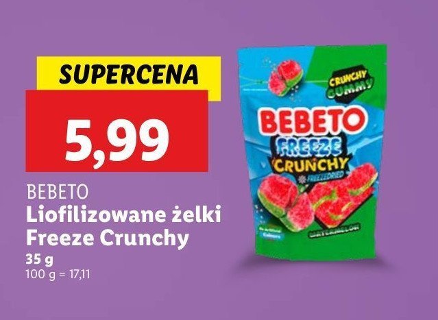 Żelki crunchy watermelon gummies Bebeto promocja w Lidl