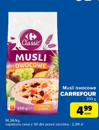 Musli owocowe Carrefour classic promocja