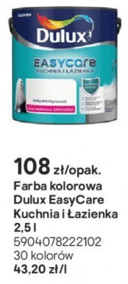 Farba kolorowa Dulux EasyCare Kuchnia i łazienka promocja w Castorama