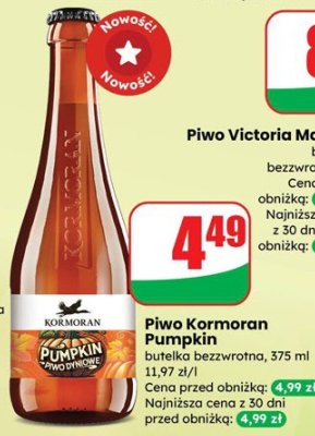 Piwo Kormoran Pumpkin butelka bezzwrotna promocja w Dino