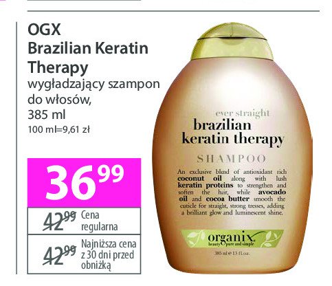 Szampon do włosów wygładzający OGX BRAZILIAN KERATIN THERAPY promocja