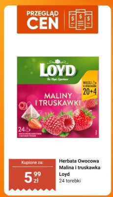 Herbata owocowa Malina i truskawka Loyd promocja w Dino