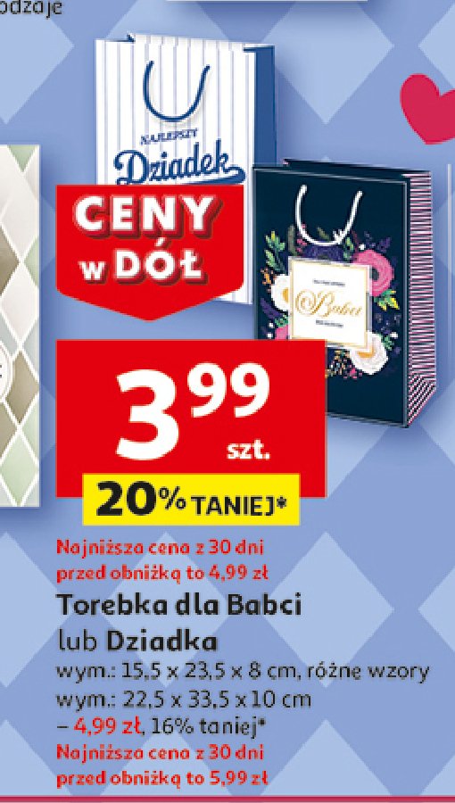 Torebka na dzień babci 22.5 x 33.5 x 10 cm promocja w Auchan