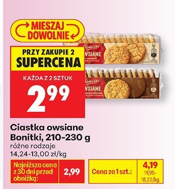 Ciastka owsiane, różne rodzaje Bonitki promocja w Biedronka