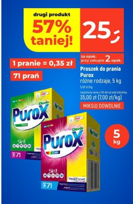 Proszek do prania Purox różne rodzaje, 5 kg promocja w Dealz