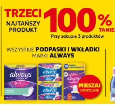 Podpaski i wkładki wszystkie rodzaje promocja w Kaufland