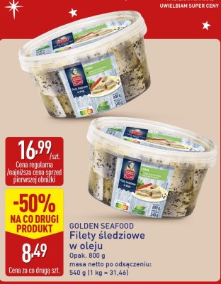 Filety śledziowe w oleju wiejskie z cebulką Lisner promocja w Aldi