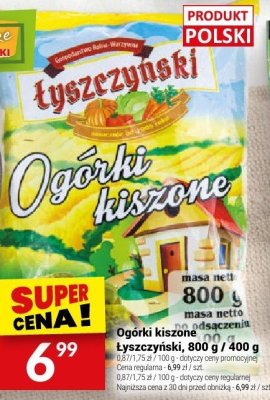 Ogórki kiszone Łyszczyński, 800 g / 400 g promocja w Twój Market