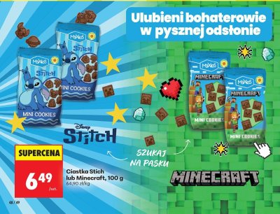 Ciastka Stich lub Minecraft, 100 g promocja w Biedronka
