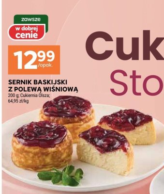 Sernik baskijski z polewą wiśniową Cukiernia Olsza promocja w Stokrotka