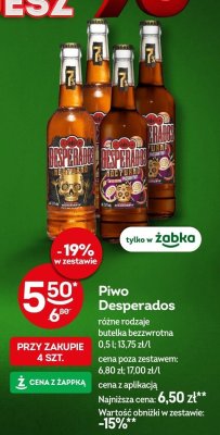 Piwo Desperados różne rodzaje butelka bezwrotna promocja w Żabka