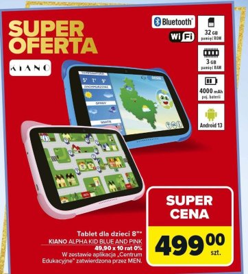 Tablet dla dzieci 8" KIANO ALFRED BLUE AND PINK promocja w Carrefour