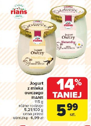 Jogurt owczy waniliowy Rians promocja