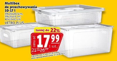 Multibox do przechowywania 10-17 l VETRO PLUS promocja w Prim Market