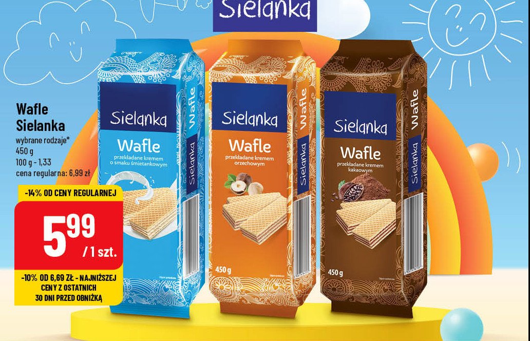 Wafle przek艂adane kremem kakaowym Sielanka promocja