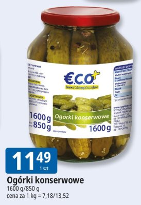 Ogórki konserwowe Eco+ promocja w Leclerc