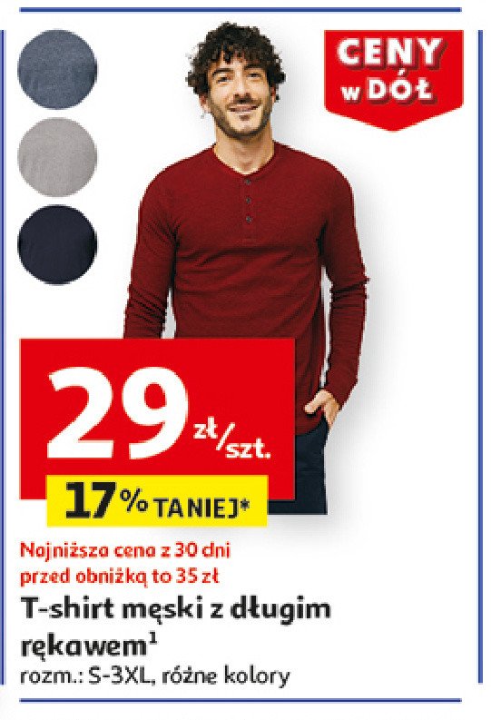 T-shirt męski z długim rękawem rozm. s-xxl Auchan inextenso promocja