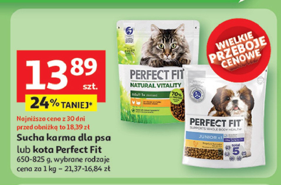 Karma dla kota kurczak i indyk PERFECT FIT NATURAL VITALITY promocja w Auchan