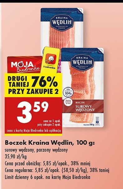 Boczek parzony Kraina wędlin promocja w Biedronka