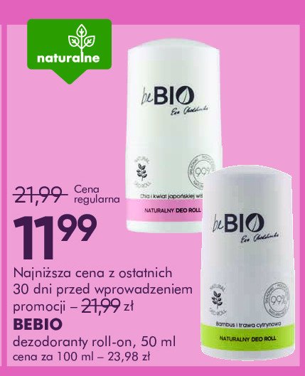 Naturalny dezodorant bambus i trawa cytrynowa Bebio cosmetics promocja w Super-Pharm