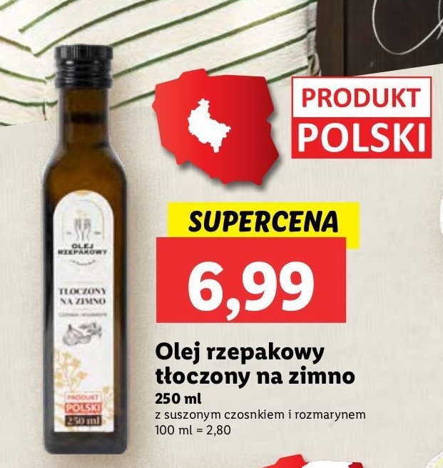 Olej rzepakowy z czosnkiem i rozmarynem promocja