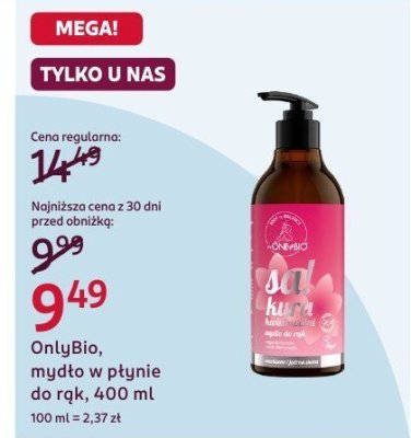 Mydło w płynie OnlyBio, do rąk, 400 ml promocja w Rossmann
