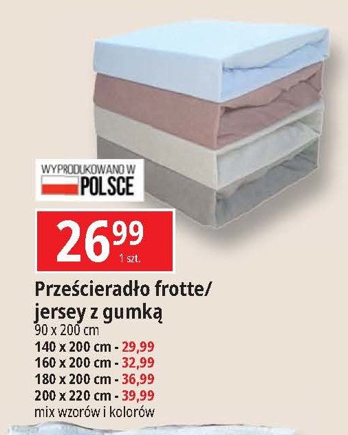 Prześcieradło frotte z gumką rozm. 200 x 220 cm promocja