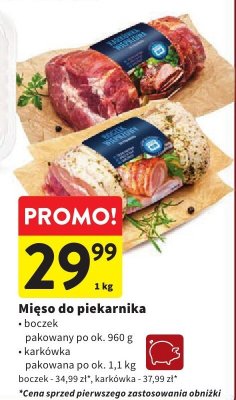 Mięso do piekarnika - karkówka pakowana po ok. 1,1 kg promocja w Intermarche