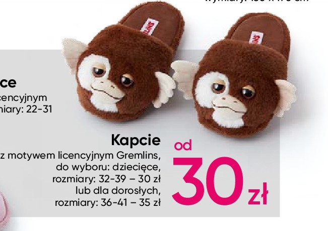 Kapcie dziecięce gremlins 32-39 promocja w Pepco