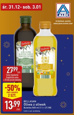 Oliwa z oliwek najwyższej jakości z pierwszego tłoczenia Bellasan promocja w Aldi