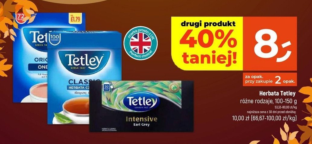 Herbata earl grey Tetley intensive promocja